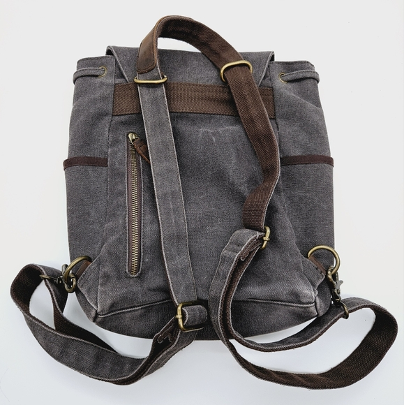 ACACIA | Revolve canvas & leather trim backpack bag - Picture 3 of 9